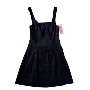 LBD7 Black mini dress with tie up corset back and removable bow size small